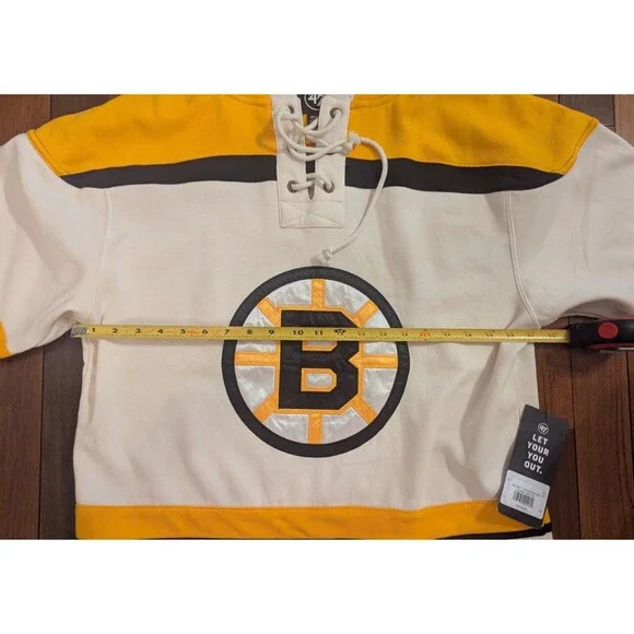 47 Brand Boston Bruins NHL Hockey Pullover Lace Hoodie Adult Size Med NWT - Picture 5 of 7